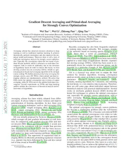 Gradient Descent Averaging and Primal-dual Averaging for Strongly Convex
  Optimization