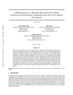 A Differentially Private Multi-Output Deep Generative Networks Approach
  For Activity Diary Synthesis