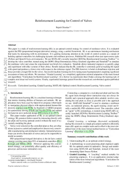 Reinforcement Learning for Control of Valves