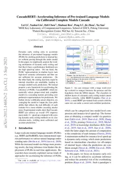 CascadeBERT: Accelerating Inference of Pre-trained Language Models via
  Calibrated Complete Models Cascade