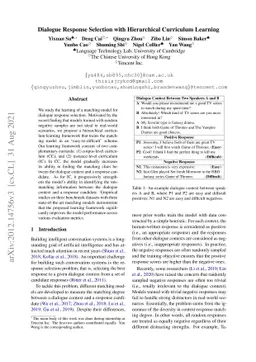 Dialogue Response Selection with Hierarchical Curriculum Learning