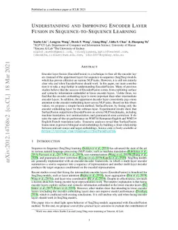 Understanding and Improving Encoder Layer Fusion in Sequence-to-Sequence
  Learning