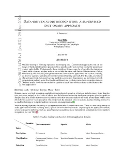 Data-driven audio recognition: a supervised dictionary approach