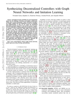 Synthesizing Decentralized Controllers with Graph Neural Networks and
  Imitation Learning