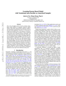 Learning Energy-Based Model with Variational Auto-Encoder as Amortized
  Sampler