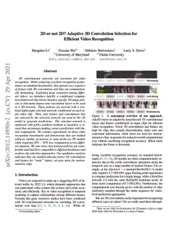 2D or not 2D? Adaptive 3D Convolution Selection for Efficient Video
  Recognition
