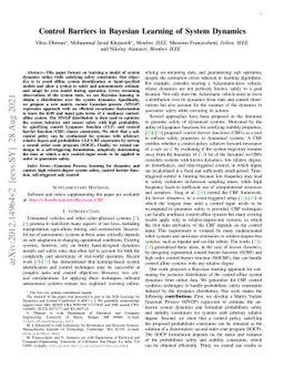 Control Barriers in Bayesian Learning of System Dynamics