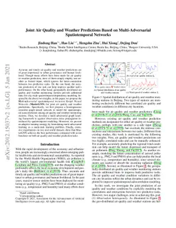 Joint Air Quality and Weather Prediction Based on Multi-Adversarial
  Spatiotemporal Networks