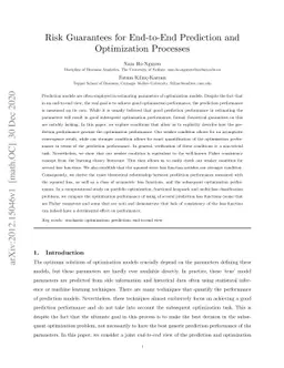 Risk Guarantees for End-to-End Prediction and Optimization Processes