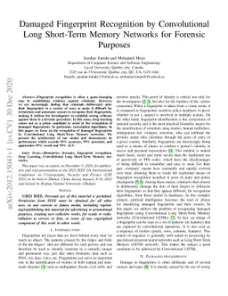 Damaged Fingerprint Recognition by Convolutional Long Short-Term Memory
  Networks for Forensic Purposes