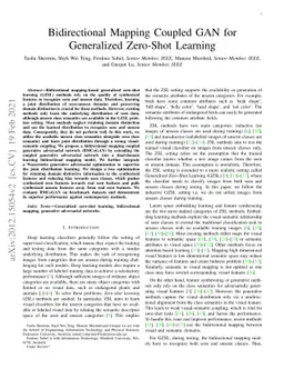Bidirectional Mapping Coupled GAN for Generalized Zero-Shot Learning