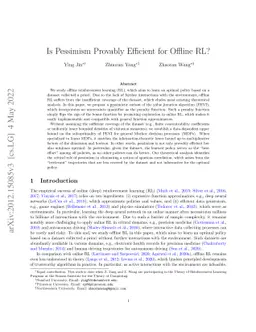 Is Pessimism Provably Efficient for Offline RL?