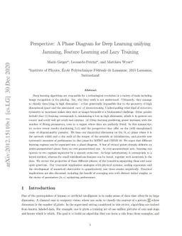 Perspective: A Phase Diagram for Deep Learning unifying Jamming, Feature
  Learning and Lazy Training