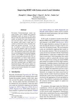 Improving BERT with Syntax-aware Local Attention