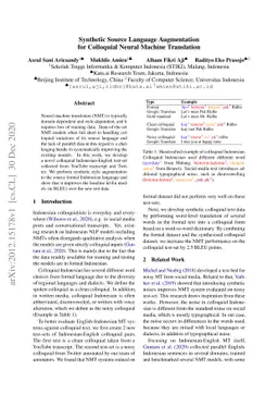 Synthetic Source Language Augmentation for Colloquial Neural Machine
  Translation