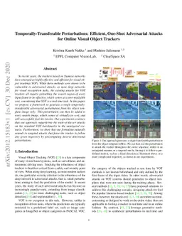 Temporally-Transferable Perturbations: Efficient, One-Shot Adversarial
  Attacks for Online Visual Object Trackers