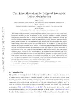 Test Score Algorithms for Budgeted Stochastic Utility Maximization