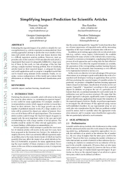 Simplifying Impact Prediction for Scientific Articles