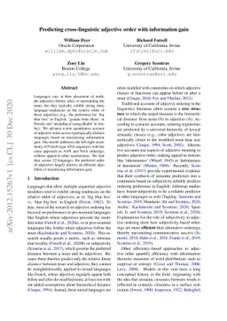 Predicting cross-linguistic adjective order with information gain