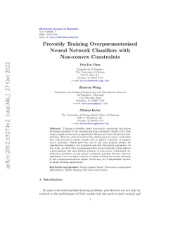 Provably Training Overparameterized Neural Network Classifiers with
  Non-convex Constraints