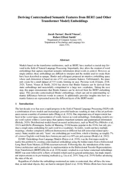 Deriving Contextualised Semantic Features from BERT (and Other
  Transformer Model) Embeddings