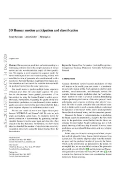 3D Human motion anticipation and classification