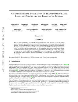 An Experimental Evaluation of Transformer-based Language Models in the
  Biomedical Domain