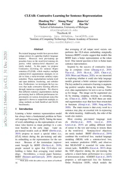 CLEAR: Contrastive Learning for Sentence Representation