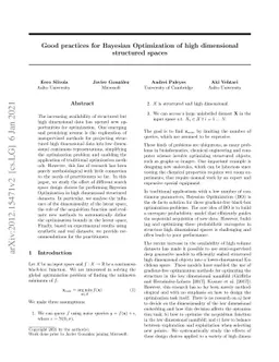 Good practices for Bayesian Optimization of high dimensional structured
  spaces