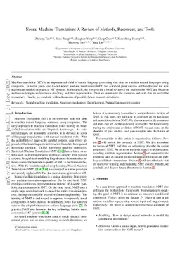 Neural Machine Translation: A Review of Methods, Resources, and Tools