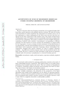 Asymptotics of sums of regression residuals under multiple ordering of
  regressors