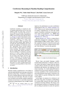 Coreference Reasoning in Machine Reading Comprehension