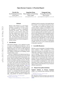 Open Korean Corpora: A Practical Report
