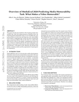 Overview of MediaEval 2020 Predicting Media Memorability Task: What
  Makes a Video Memorable?