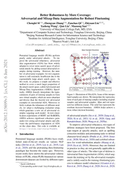 Better Robustness by More Coverage: Adversarial Training with Mixup
  Augmentation for Robust Fine-tuning