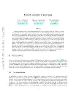 Coded Machine Unlearning