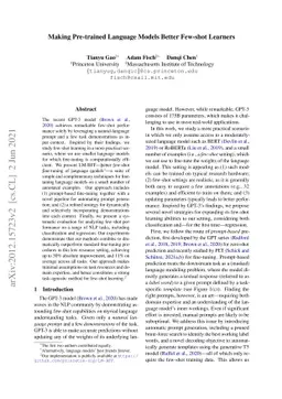 Making Pre-trained Language Models Better Few-shot Learners