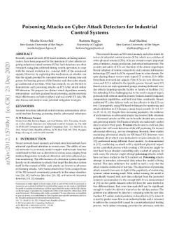 Poisoning Attacks on Cyber Attack Detectors for Industrial Control
  Systems