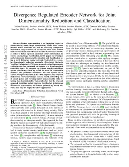 Divergence Regulated Encoder Network for Joint Dimensionality Reduction
  and Classification