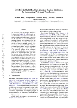 MiniLMv2: Multi-Head Self-Attention Relation Distillation for
  Compressing Pretrained Transformers