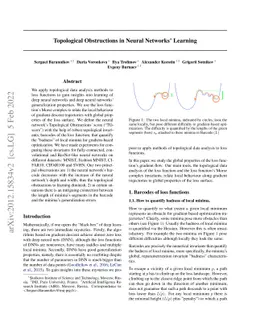 Topological obstructions in neural networks learning