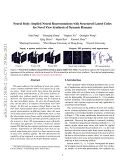 Neural Body: Implicit Neural Representations with Structured Latent
  Codes for Novel View Synthesis of Dynamic Humans