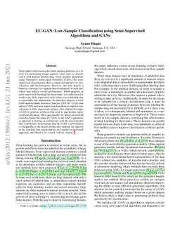 EC-GAN: Low-Sample Classification using Semi-Supervised Algorithms and
  GANs