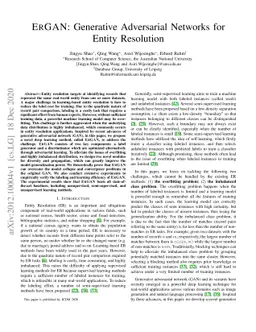 ErGAN: Generative Adversarial Networks for Entity Resolution