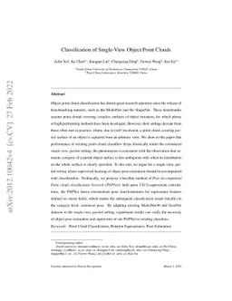 Classification of Single-View Object Point Clouds