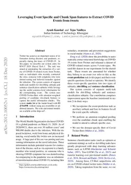 Leveraging Event Specific and Chunk Span features to Extract COVID
  Events from tweets