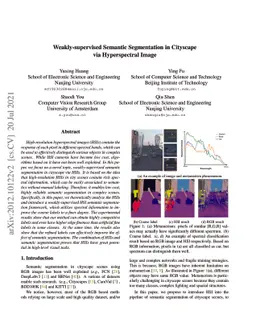 Weakly-supervised Semantic Segmentation in Cityscape via Hyperspectral
  Image