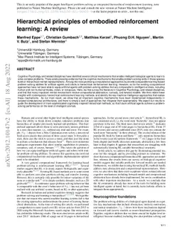 Hierarchical principles of embodied reinforcement learning: A review