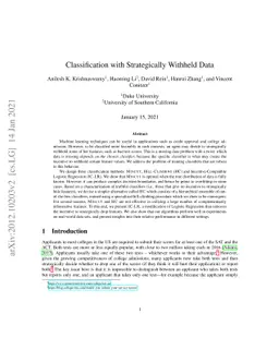 Classification with Strategically Withheld Data