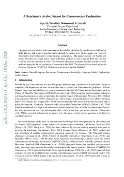 A Benchmark Arabic Dataset for Commonsense Explanation